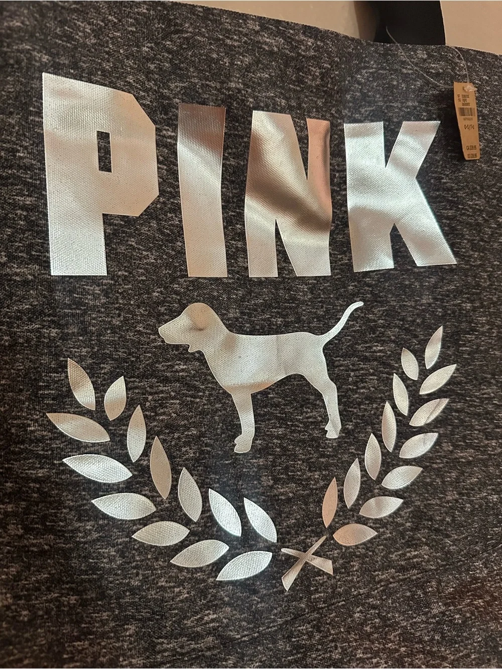 PINK Victoria’s Secret Heathered Gray & Silver Logo Tote Bag